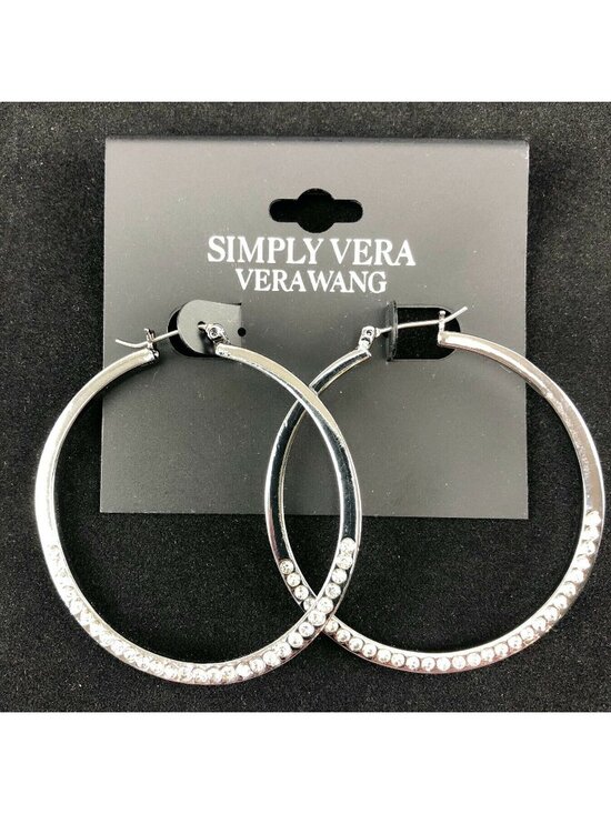 Simply Vera Vera Wang Jewelry - Simply Vera by Vera Wang Earrings Rhinestone Dark Silver-tone Hoops